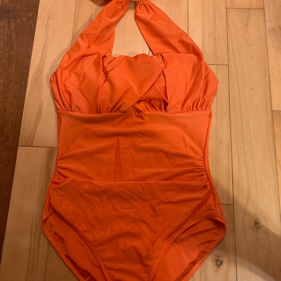 Tangerine colored one piece swim suit - Picture 1 of 4